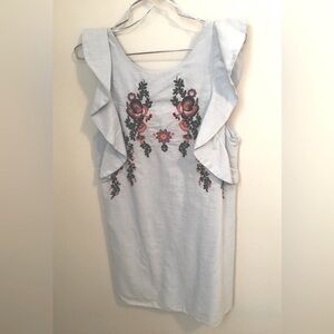 ZARA- embroidery lined ruffle short dress